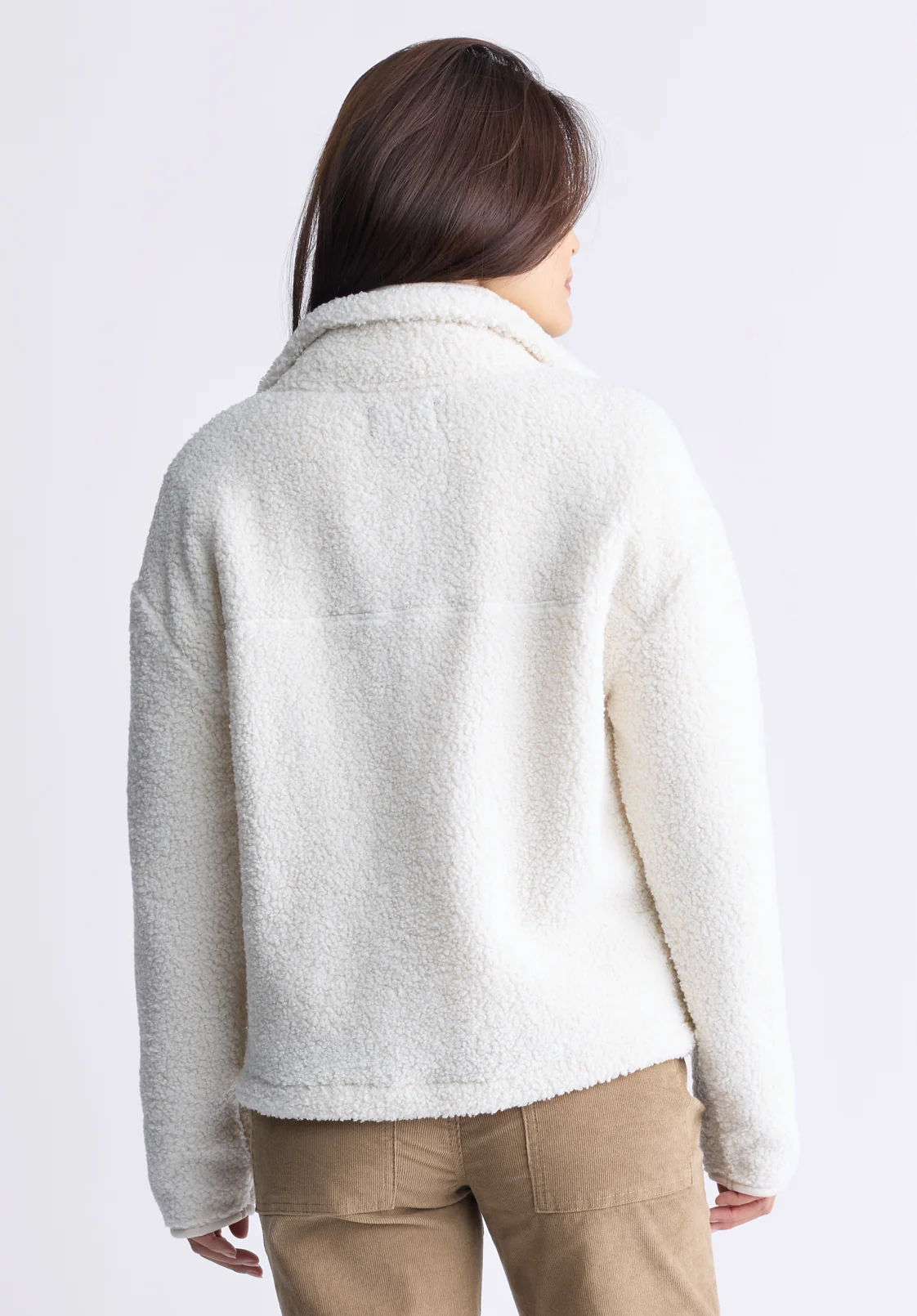 Sena Women's Sherpa Jacket with Chest Pocket, Egret White - JK0036F - Image 4