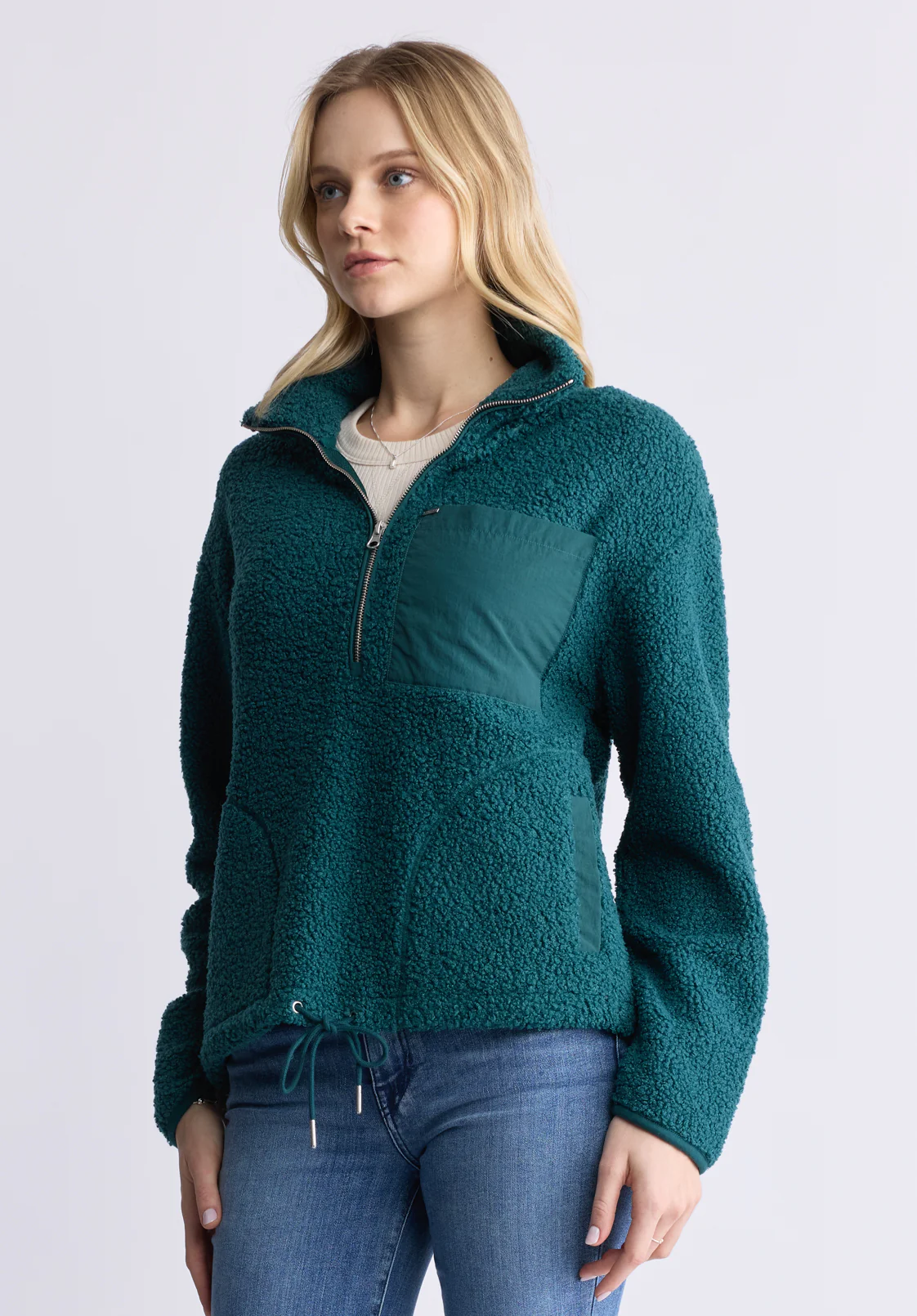 Sena Women's Sherpa Jacket with Chest Pocket, Dark Sea - JK0036F - Image 3