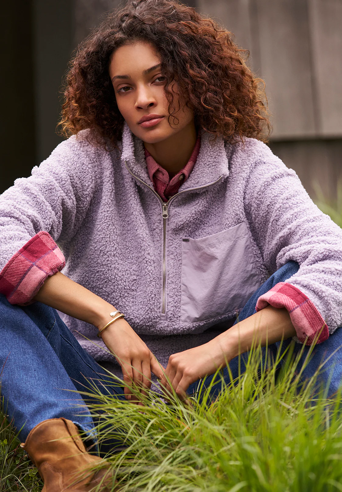 Sena Women's Sherpa Jacket with Chest Pocket, Thistle Purple - JK0036F - Image 7