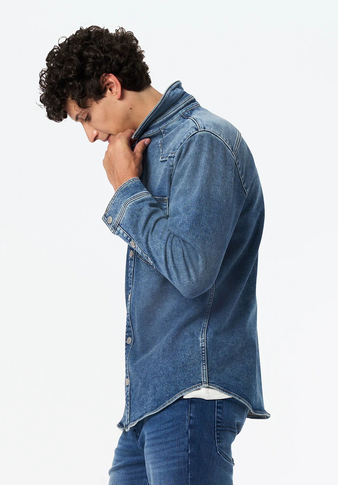Shane Men's Denim Shirt, Sanded and Vintage Blue - BM26070 - Image 3