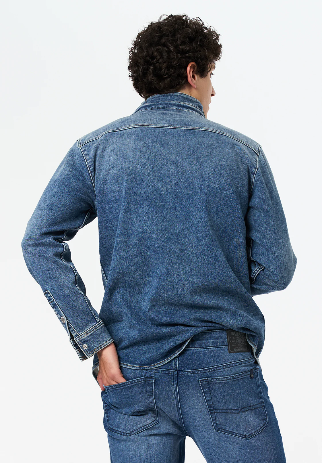 Shane Men's Denim Shirt, Sanded and Vintage Blue - BM26070 - Image 4