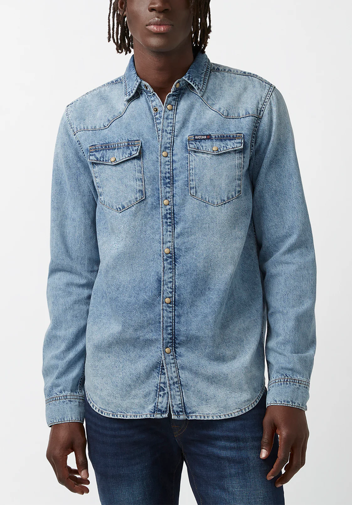 Sheldon Men’s Long-Sleeve Shirt, Light Denim Blue - BM22636 - Image 4