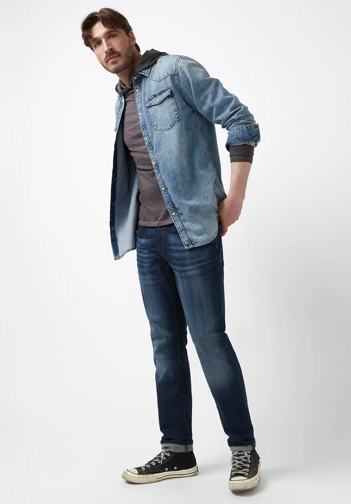 Sheldon Men’s Long-Sleeve Shirt, Light Denim Blue - BM22636 - Image 5