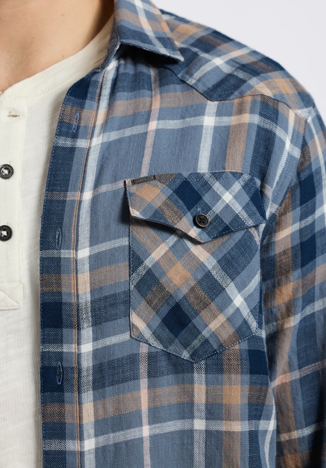 Sierra Men's Long-Sleeve Plaid Fitted Shirt, Moonlight Blue - BM24551 - Image 5