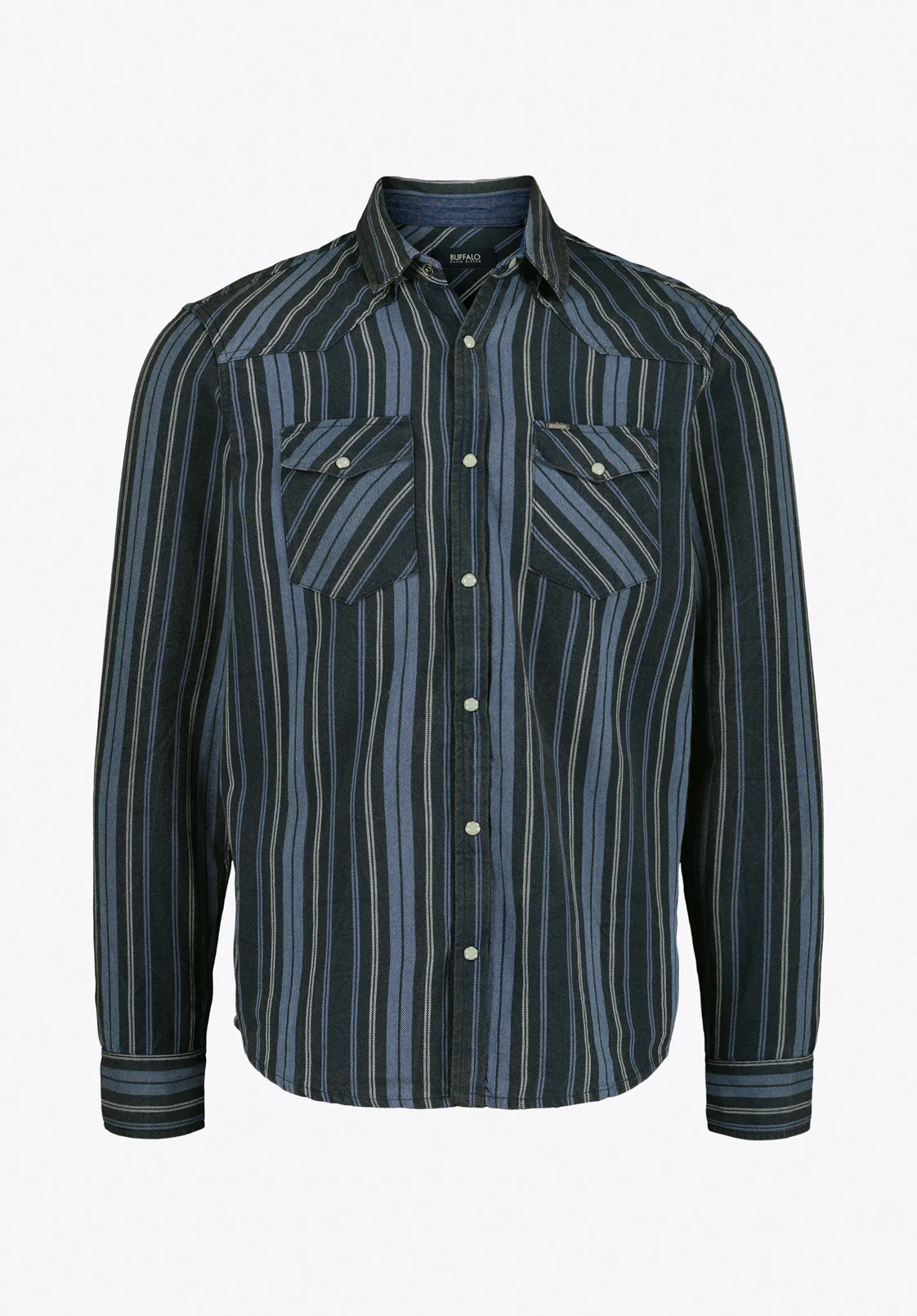 Sierra Men’s Striped Western Long-Sleeve Shirt, Midnight Blue - BM24751 - Image 5