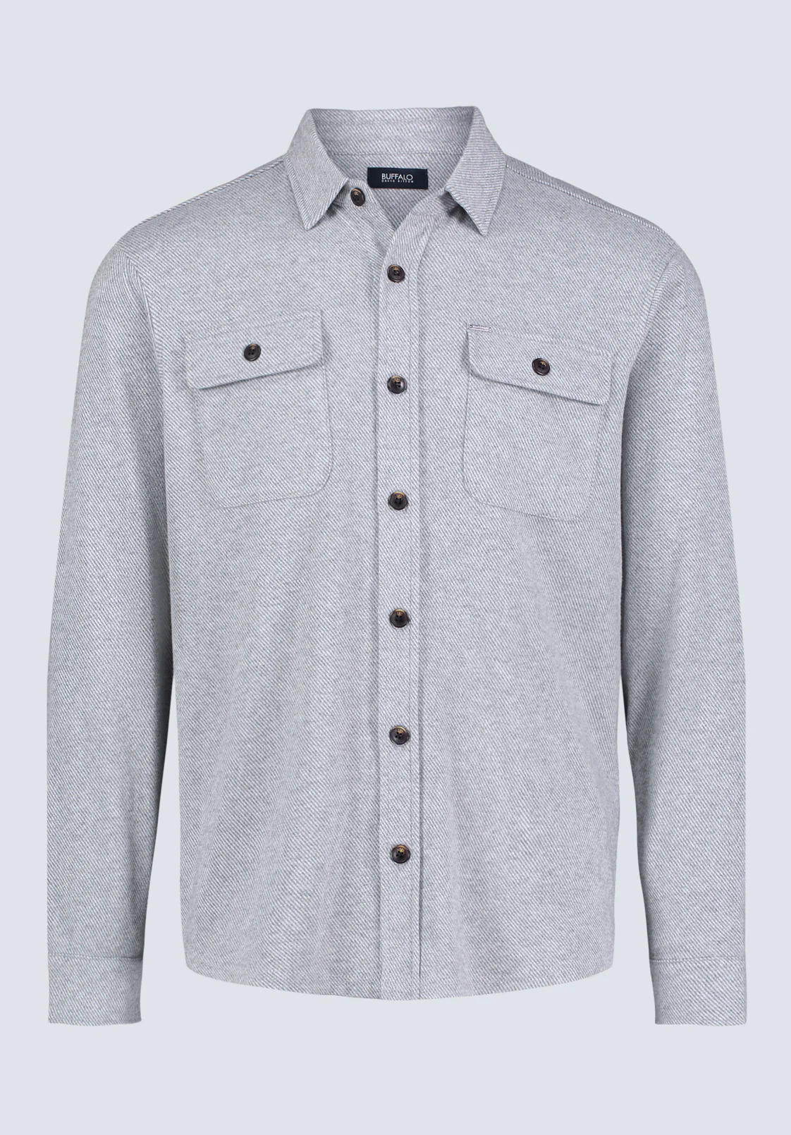 Sigge Men's Long-Sleeve Blanket Shirt with Chest Pockets, Light Grey - BM24460 - Image 7