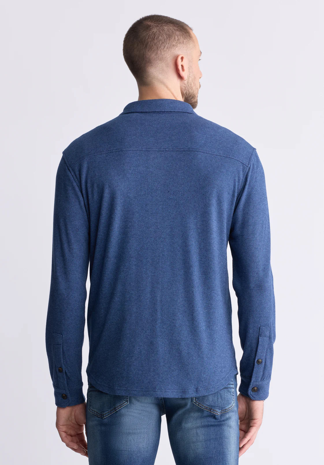 Sigge Men's Long-Sleeve Blanket Shirt with Chest Pockets, Mirage Blue - BM24460 - Image 3