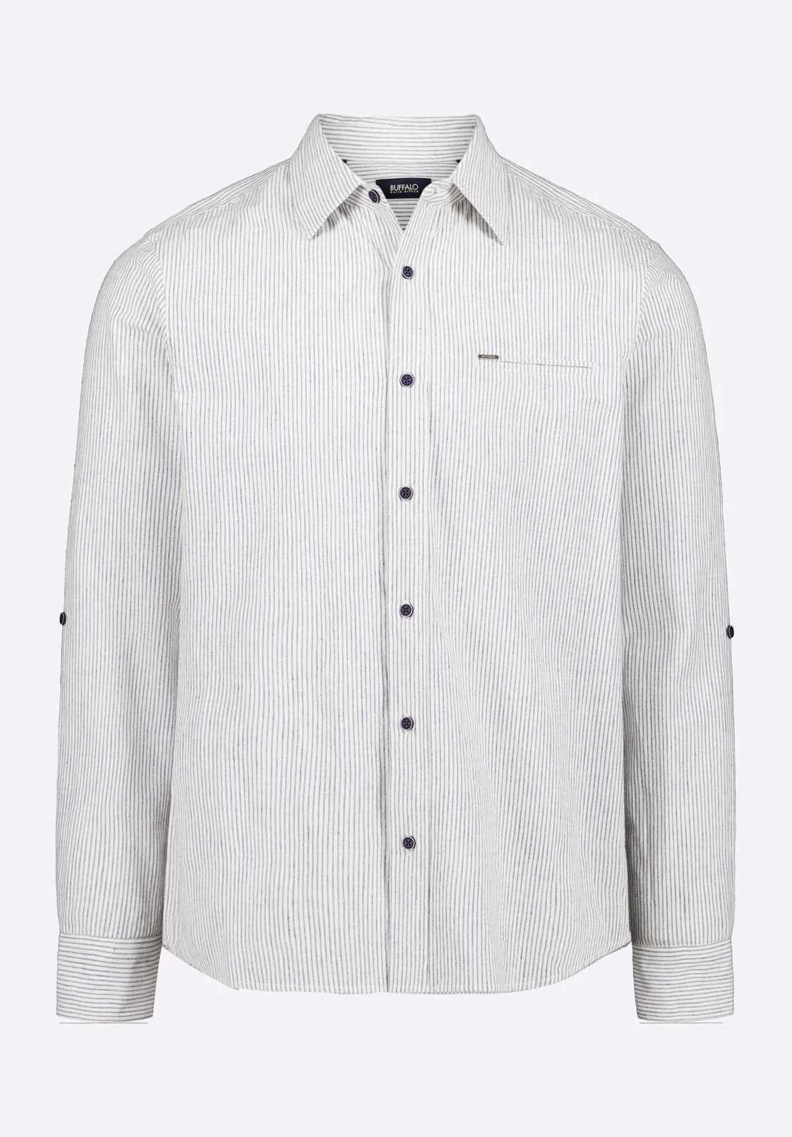 Simbio Men's Long-Sleeve Linen Blend Striped Fitted Shirt, Moonlight Blue - BM24561 - Image 7