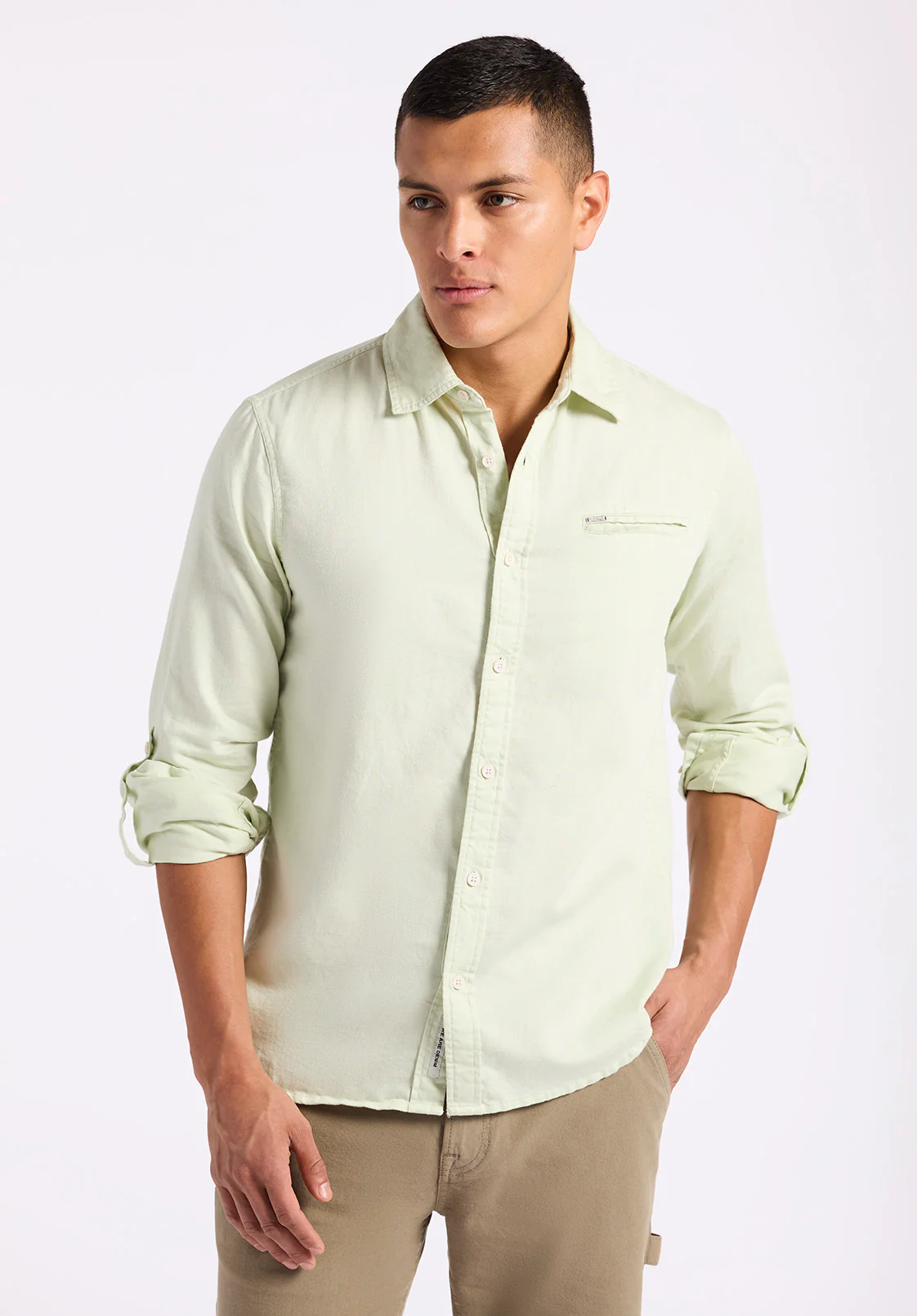 Simbio Men's Long-Sleeve Linen Blend Fitted Shirt, Dusty Aqua - BM24561 - Image 2