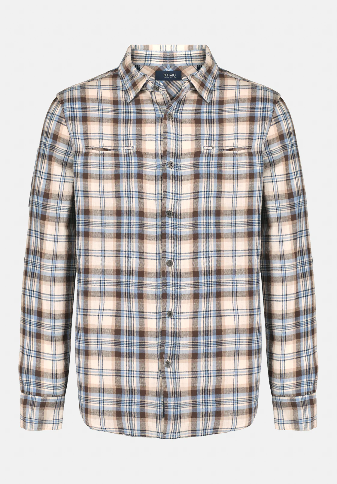 Simbio Men's Long-Sleeve Plaid Shirt, Woodsmoke - BM24685 - Image 5