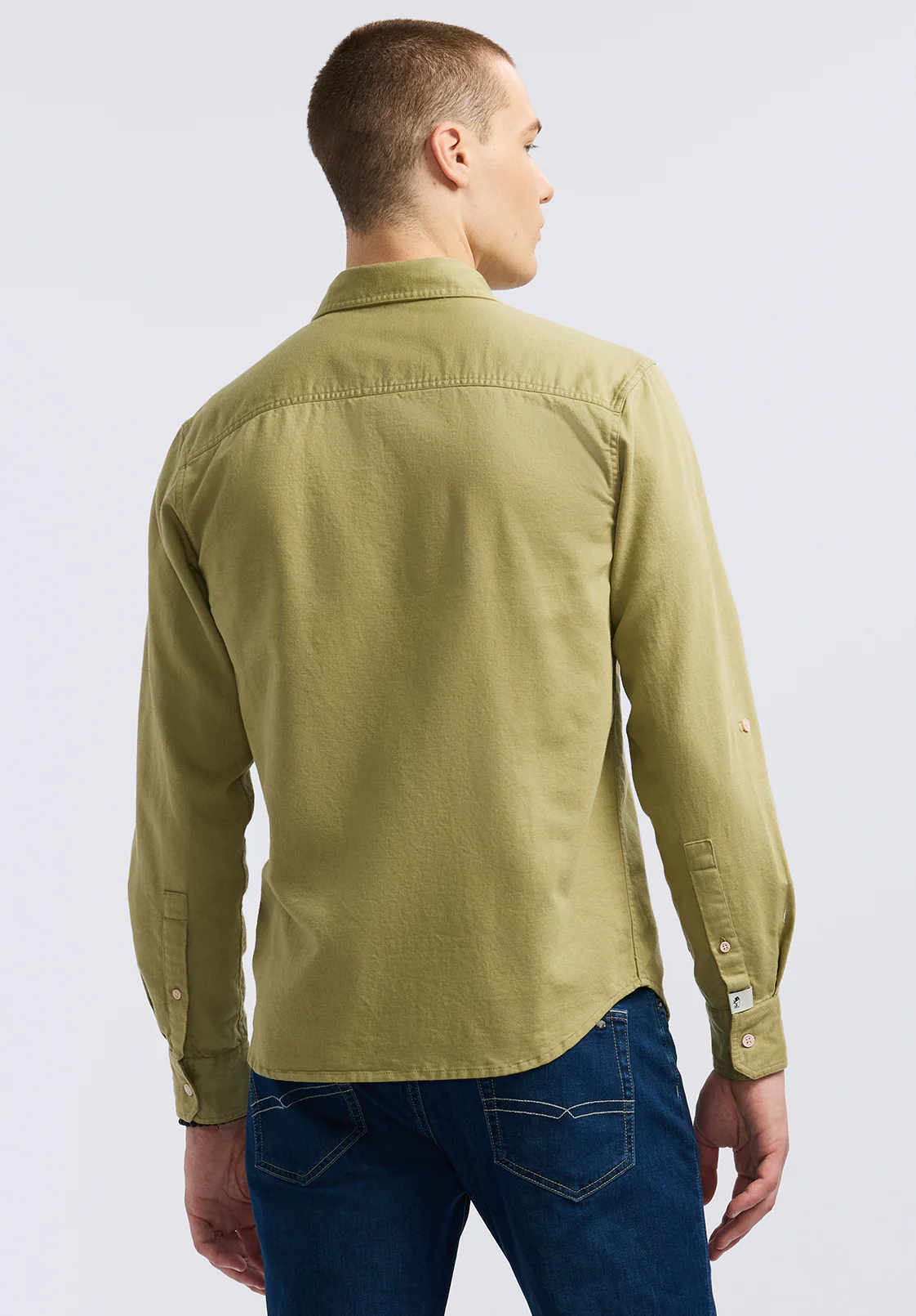 Simbio Men's Long-Sleeve Linen Blend Fitted Shirt, Green Olive - BM24617 - Image 4