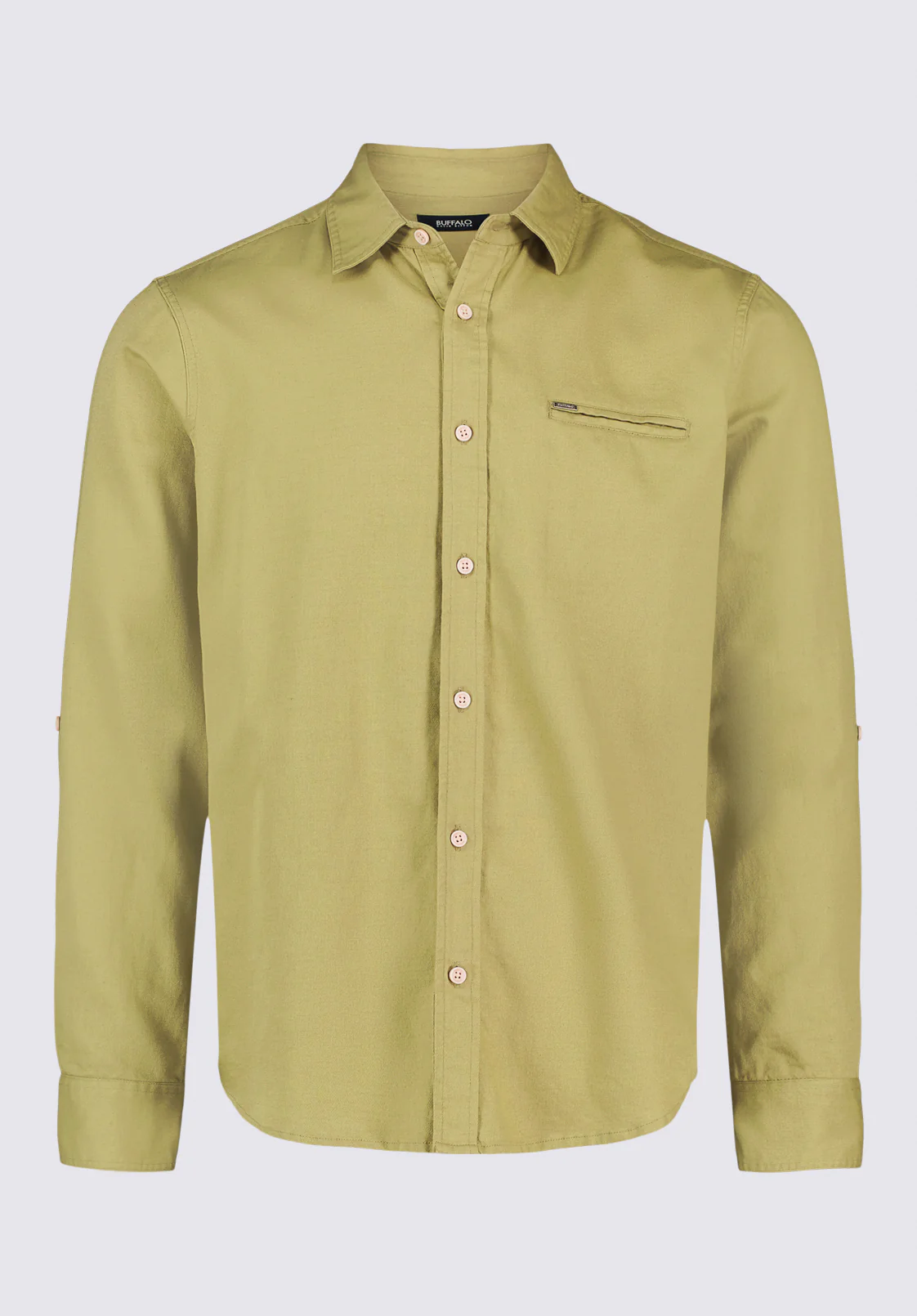 Simbio Men's Long-Sleeve Linen Blend Fitted Shirt, Green Olive - BM24617 - Image 6