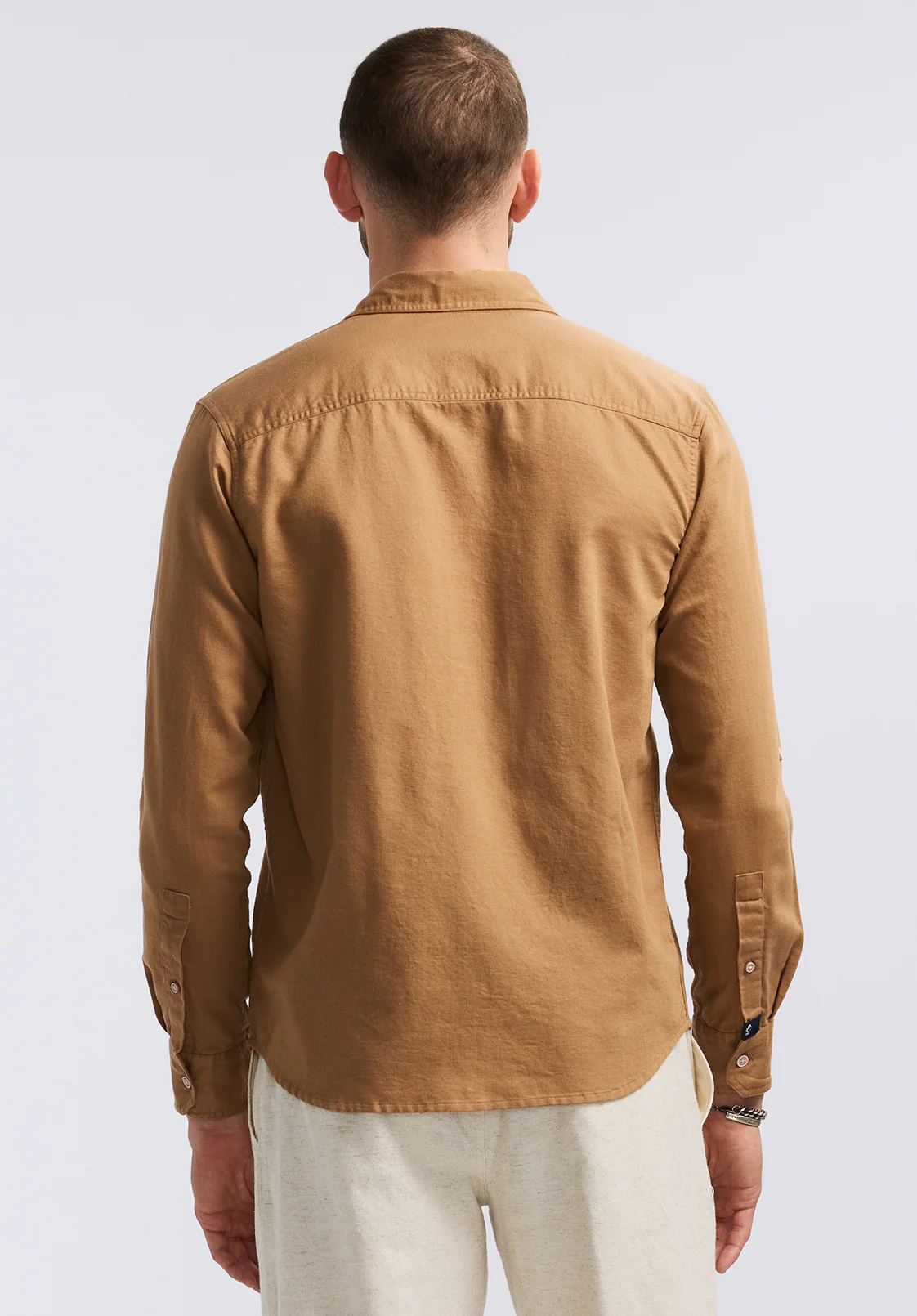 Simbio Men's Long-Sleeve Linen Blend Fitted Shirt, Woodsmoke - BM24617 - Image 4