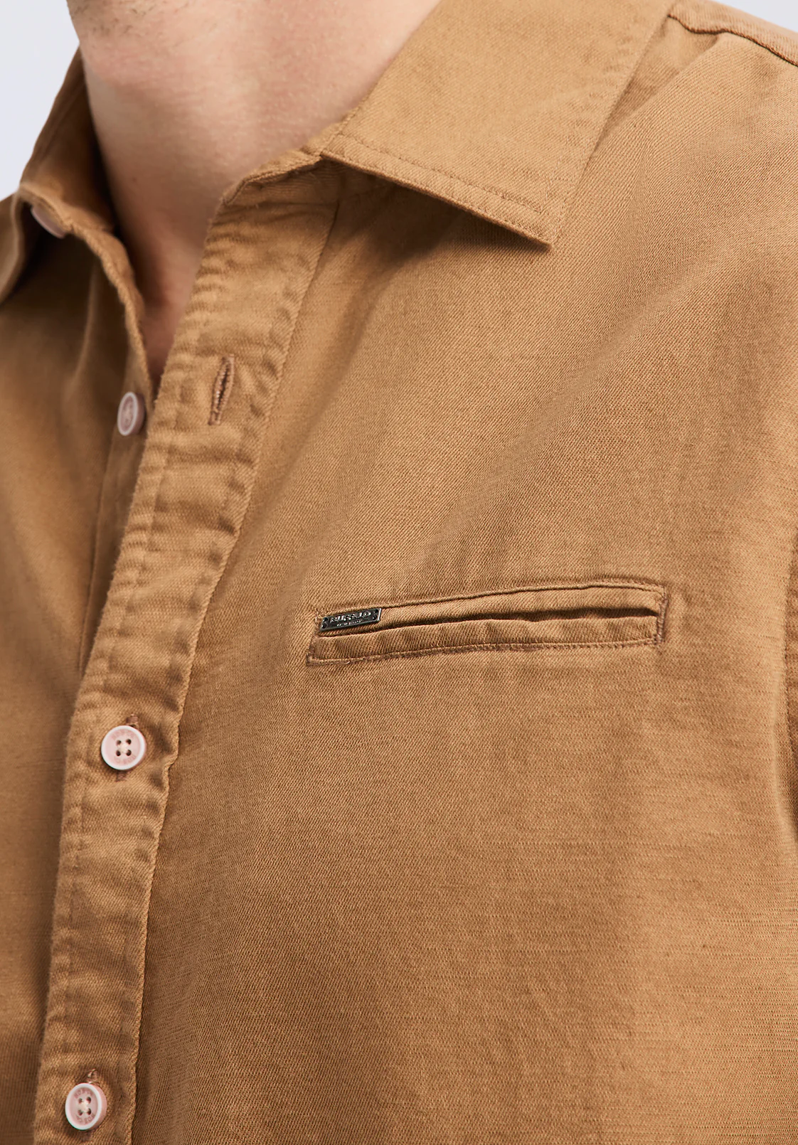 Simbio Men's Long-Sleeve Linen Blend Fitted Shirt, Woodsmoke - BM24617 - Image 5