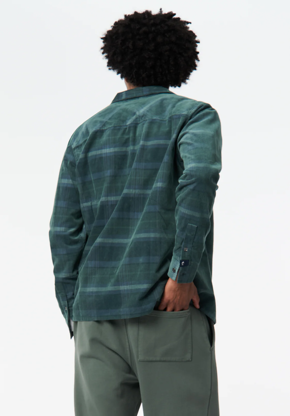 Sinclair Men’s Long-Sleeve Plaid Corduroy Shirt with Chest Pocket, Whale - BM24693 - Image 4