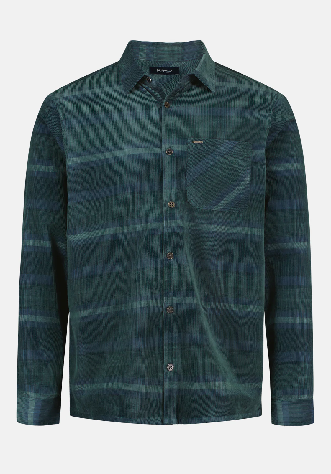 Sinclair Men’s Long-Sleeve Plaid Corduroy Shirt with Chest Pocket, Whale - BM24693 - Image 5