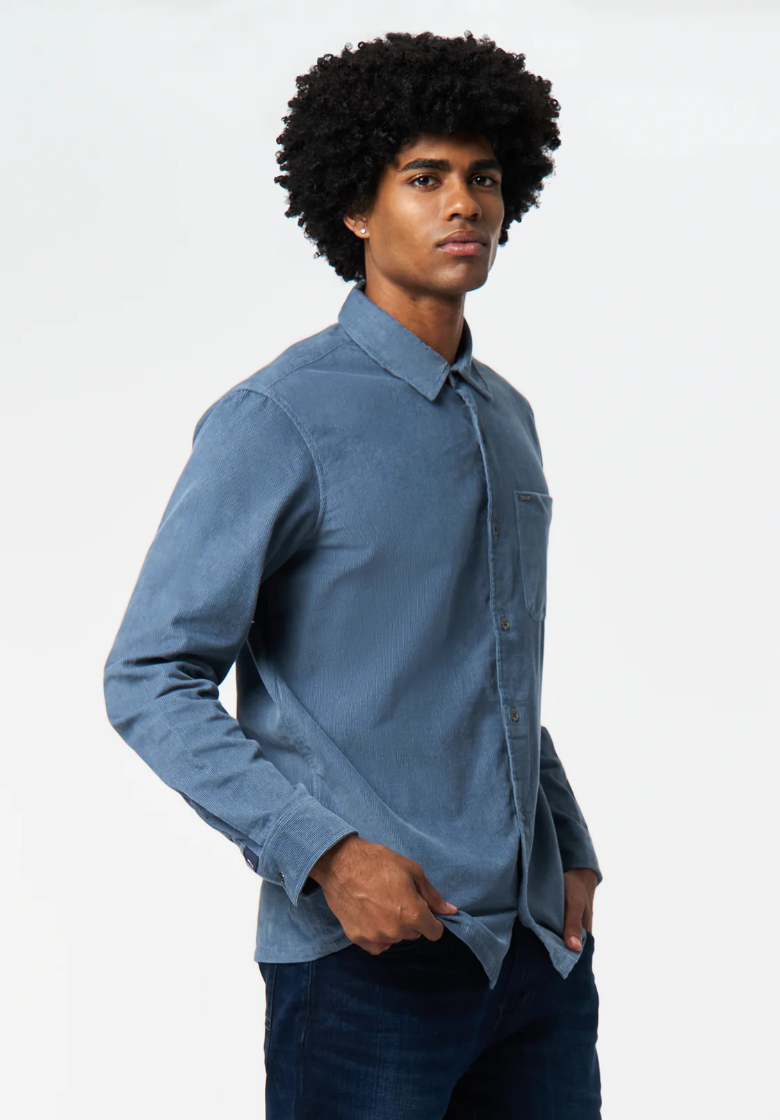Sinclair Men’s Long-Sleeve Corduroy Shirt with Chest Pocket, Mirage - BM24772 - Image 3