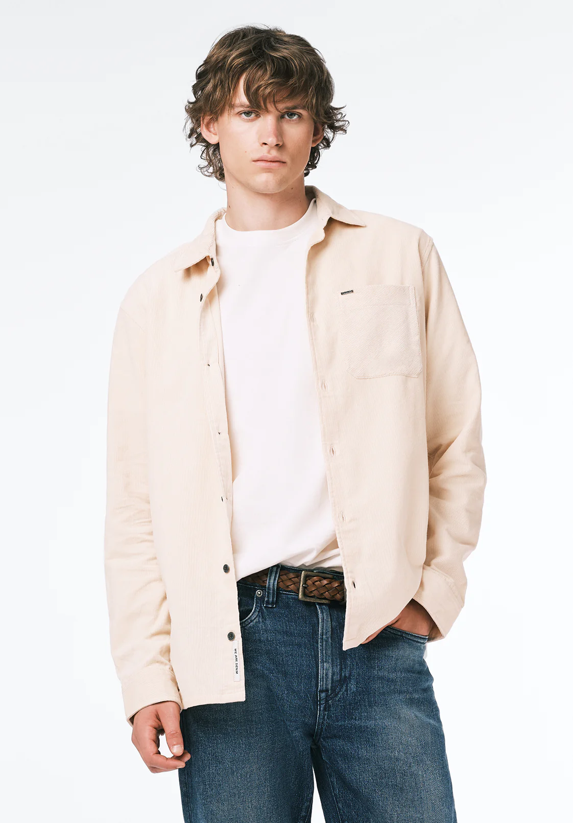 Sinclair Men’s Long-Sleeve Corduroy Shirt with Chest Pocket, Buttercream - BM24772 - Image 2