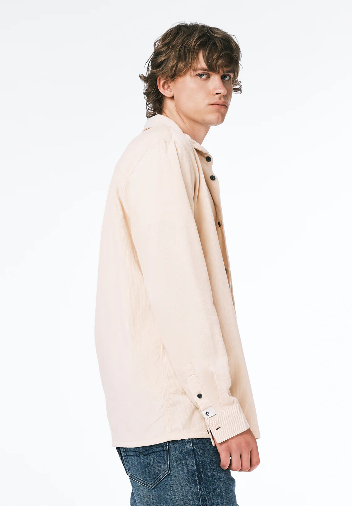 Sinclair Men’s Long-Sleeve Corduroy Shirt with Chest Pocket, Buttercream - BM24772 - Image 3