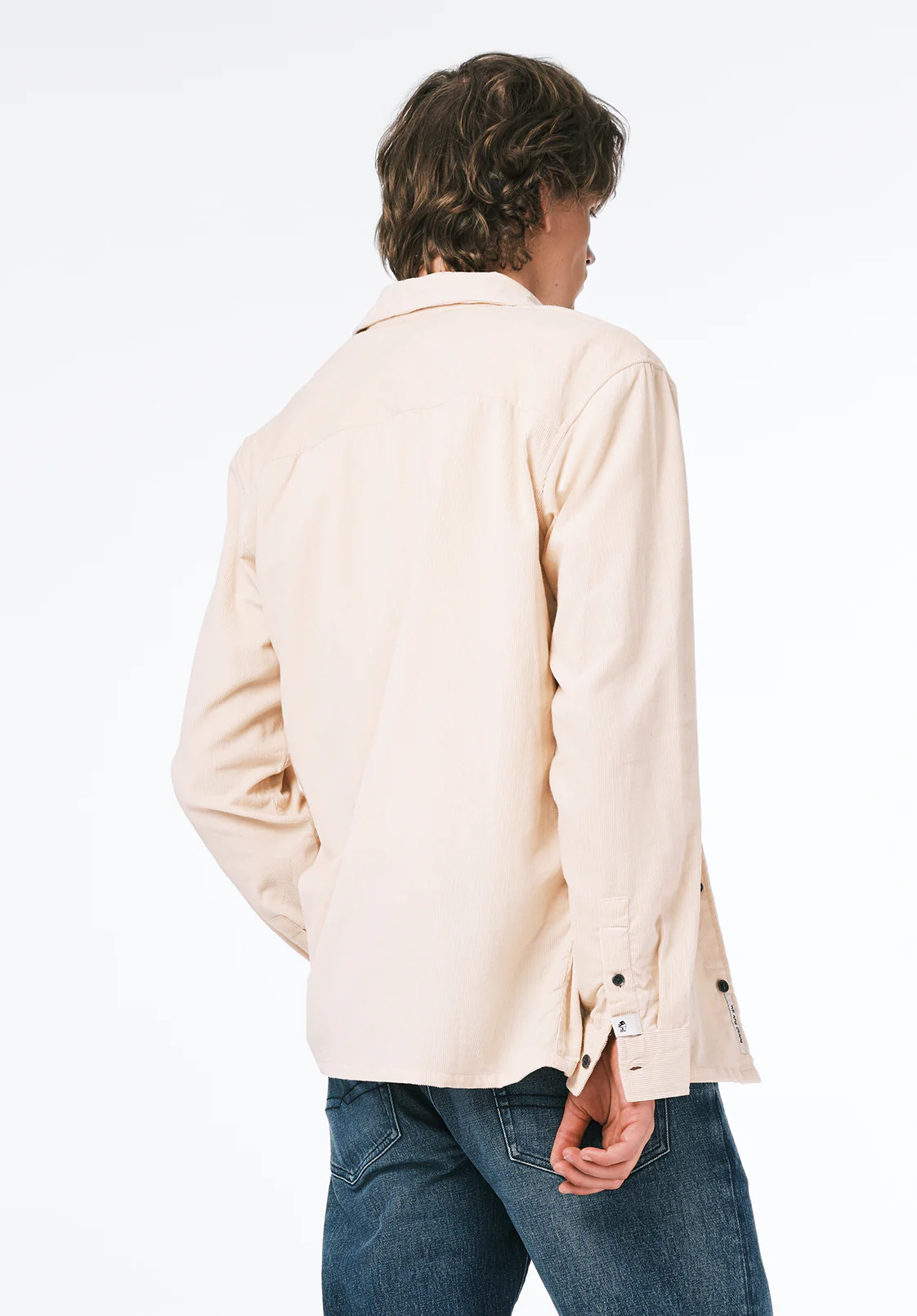 Sinclair Men’s Long-Sleeve Corduroy Shirt with Chest Pocket, Buttercream - BM24772 - Image 4