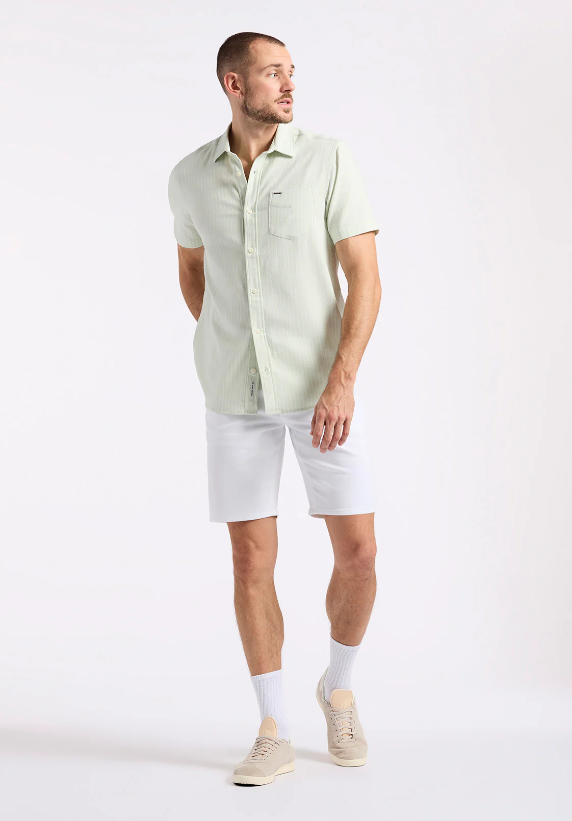 Sirilo Men's Short-Sleeve Striped Fitted Shirt, Dusty Aqua - BM24562