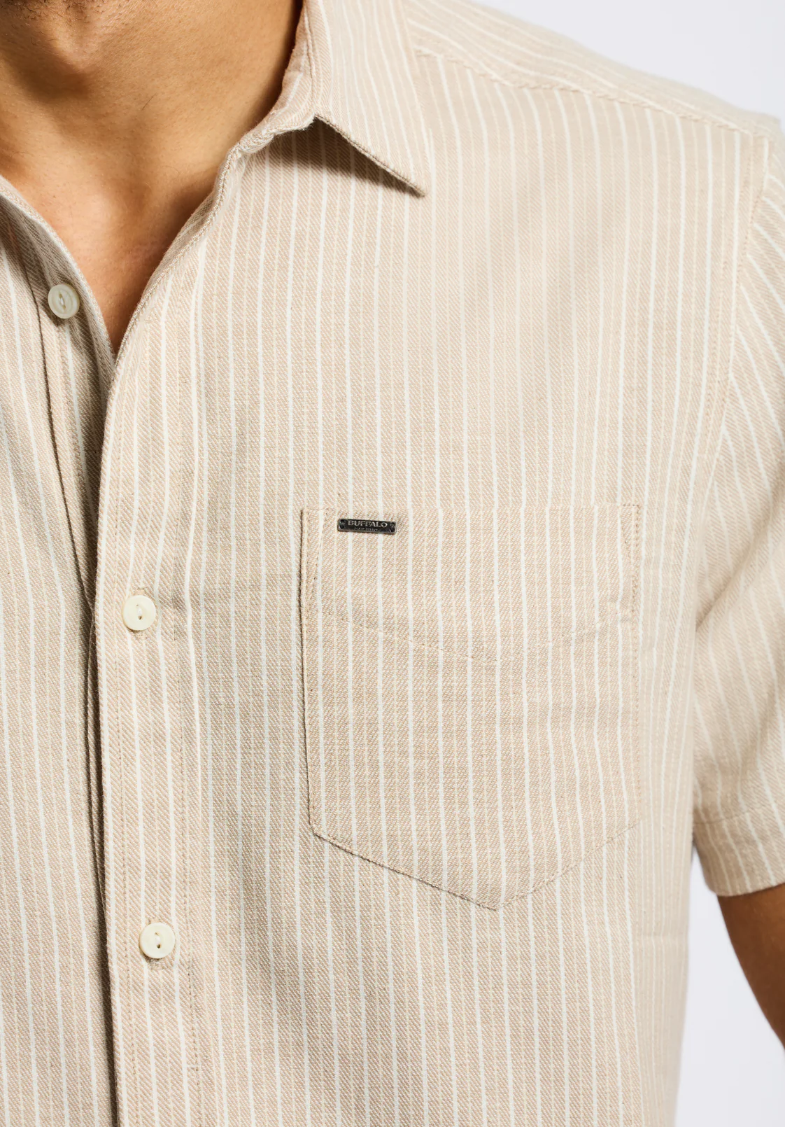 Sirilo Men's Short-Sleeve Striped Fitted Shirt, Tuffet Beige - BM24562 - Image 5