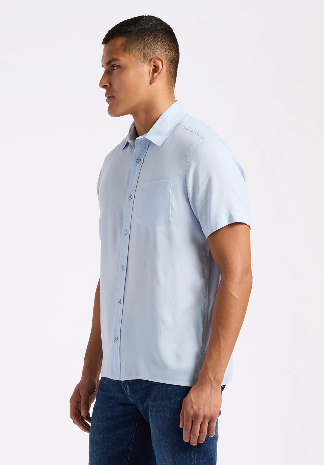 Sirilo Men's Fitted Short Sleeve Shirt, Halogen Blue - BM24594 - Image 3