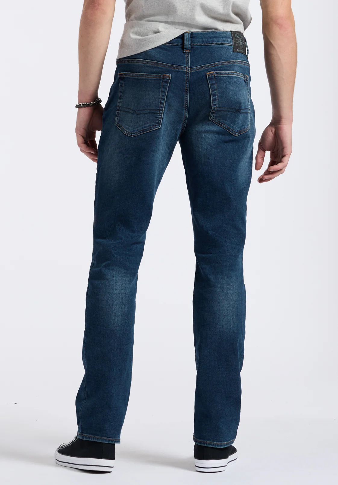 Straight Six Men's Freedom Flex Jeans in Dark Sanded Blue - BM22946 - Image 3