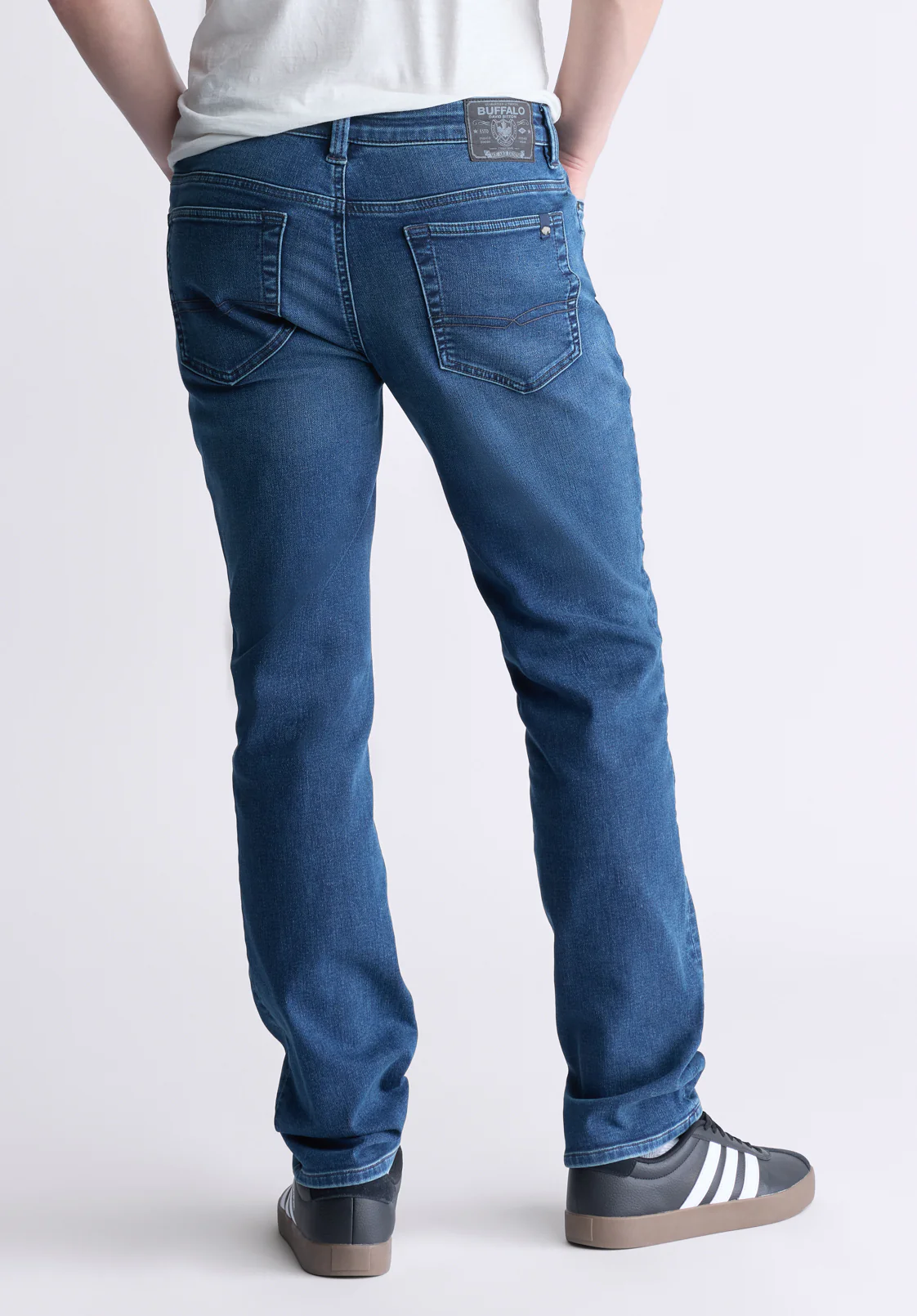Straight Six Men's Freedom Flex Jeans, Whiskered Indigo - BM26018 - Image 3