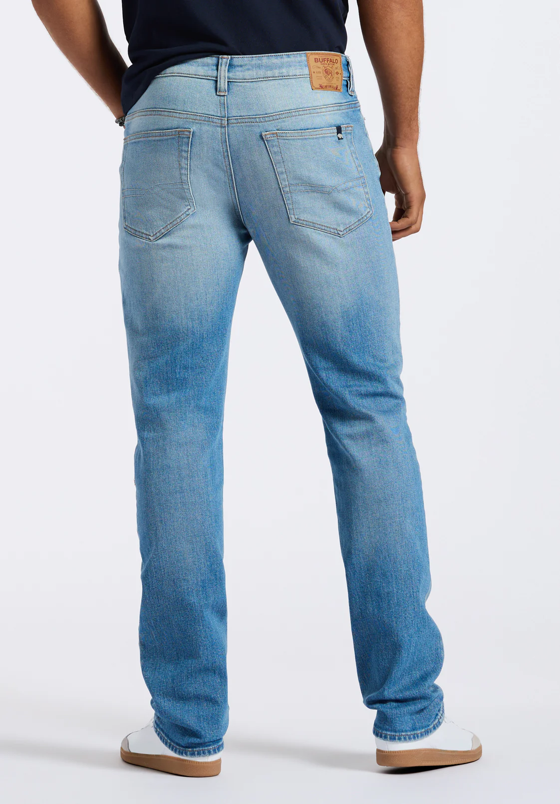 Straight Six Men's Distressed Jeans, Light Vintage Blue - BM26058 - Image 4