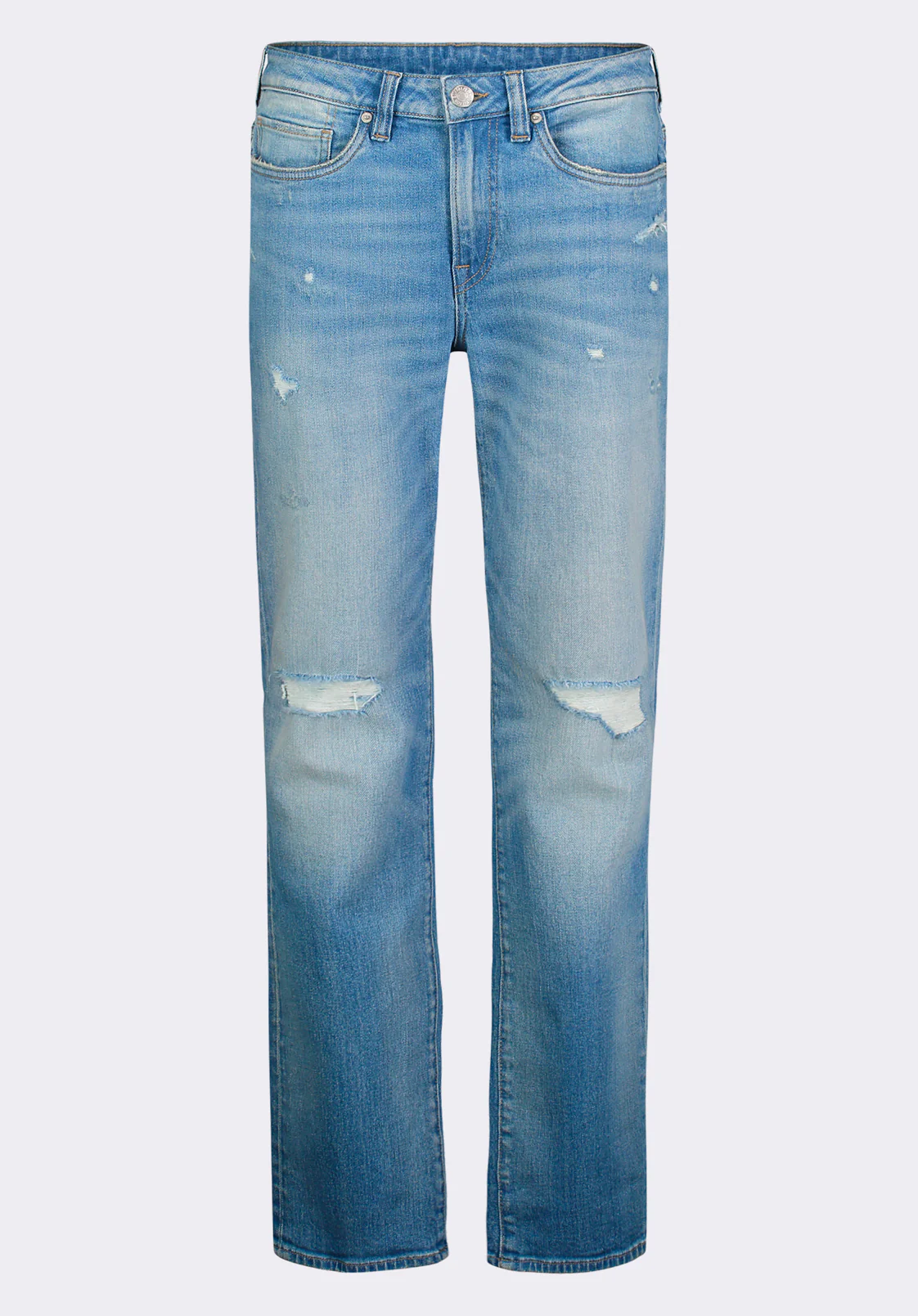 Straight Six Men's Distressed Jeans, Light Vintage Blue - BM26058 - Image 6