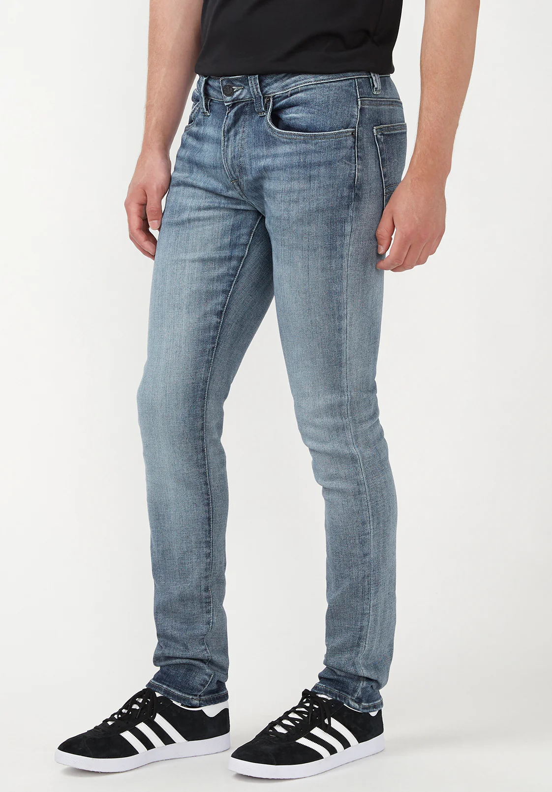 Skinny Max Men's Jeans in Whiskered and Contrasted Light Blue - BM22590 - Image 4