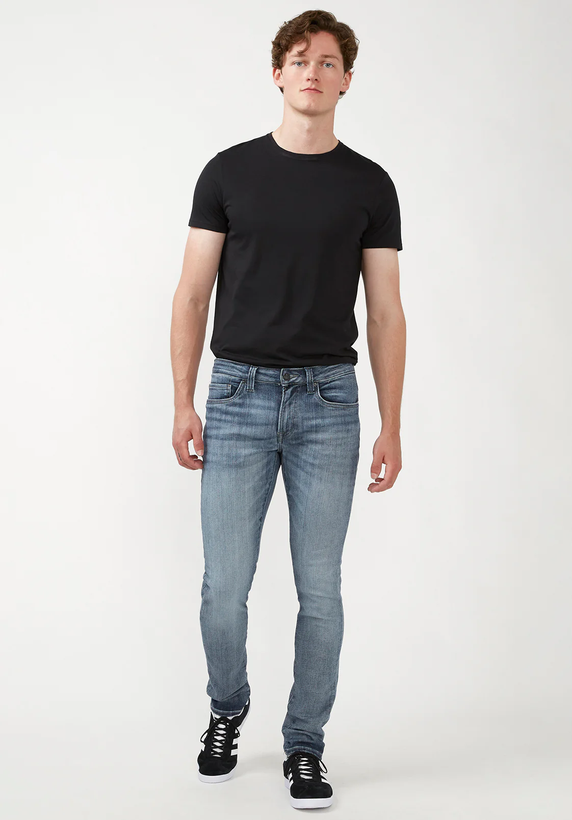 Skinny Max Men's Jeans in Whiskered and Contrasted Light Blue - BM22590 - Image 5