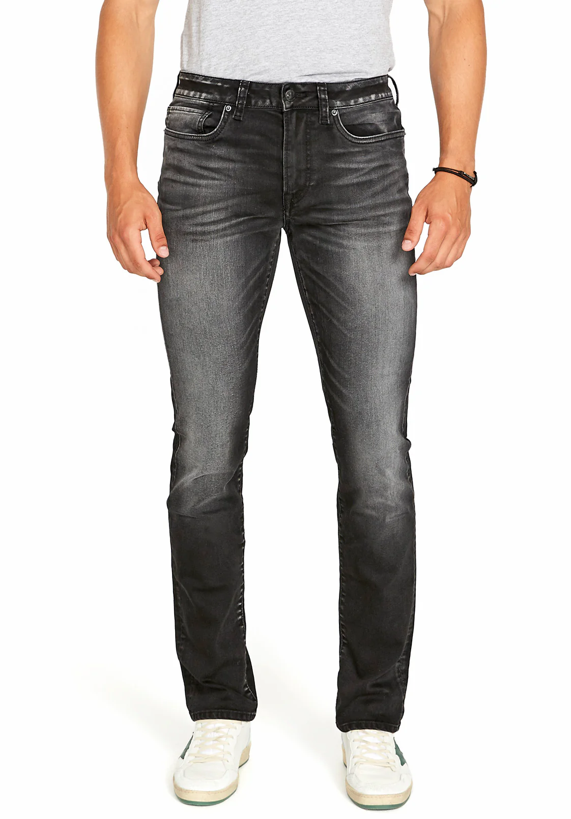 Slim Ash Men's Jeans in Dark and Sanded Black - BM22597 - Image 2