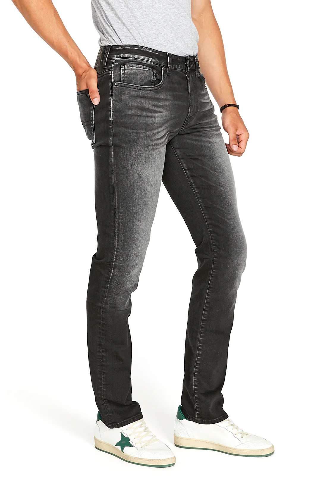 Slim Ash Men's Jeans in Dark and Sanded Black - BM22597 - Image 4