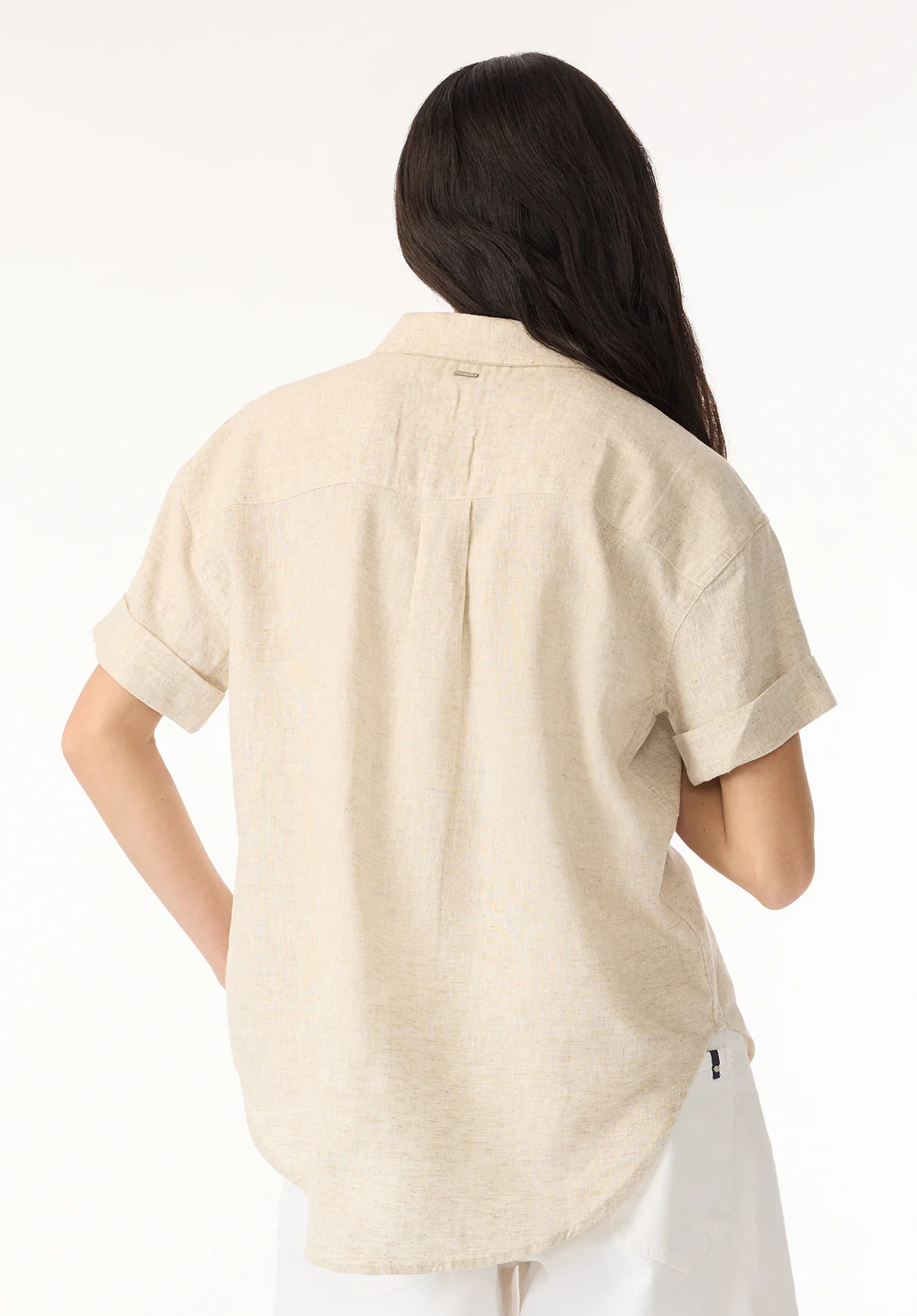 Solana Women's Linen Short-Sleeve Button-Up Shirt, Beige - WT0172P - Image 4