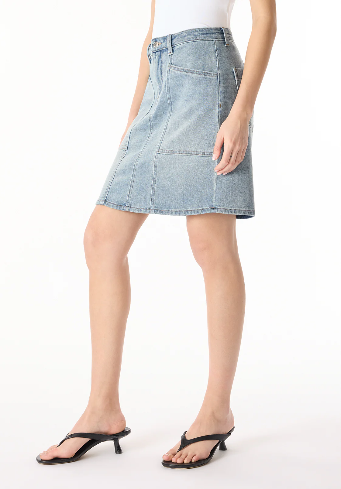 Sophia High Waist Mid Length Jean Skirt, Indigo - BL16022 - Image 3
