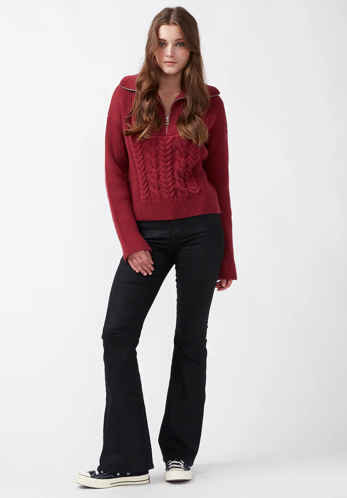 Sorella Women's Long Sleeve Sweater in Dark Red - SW0032F