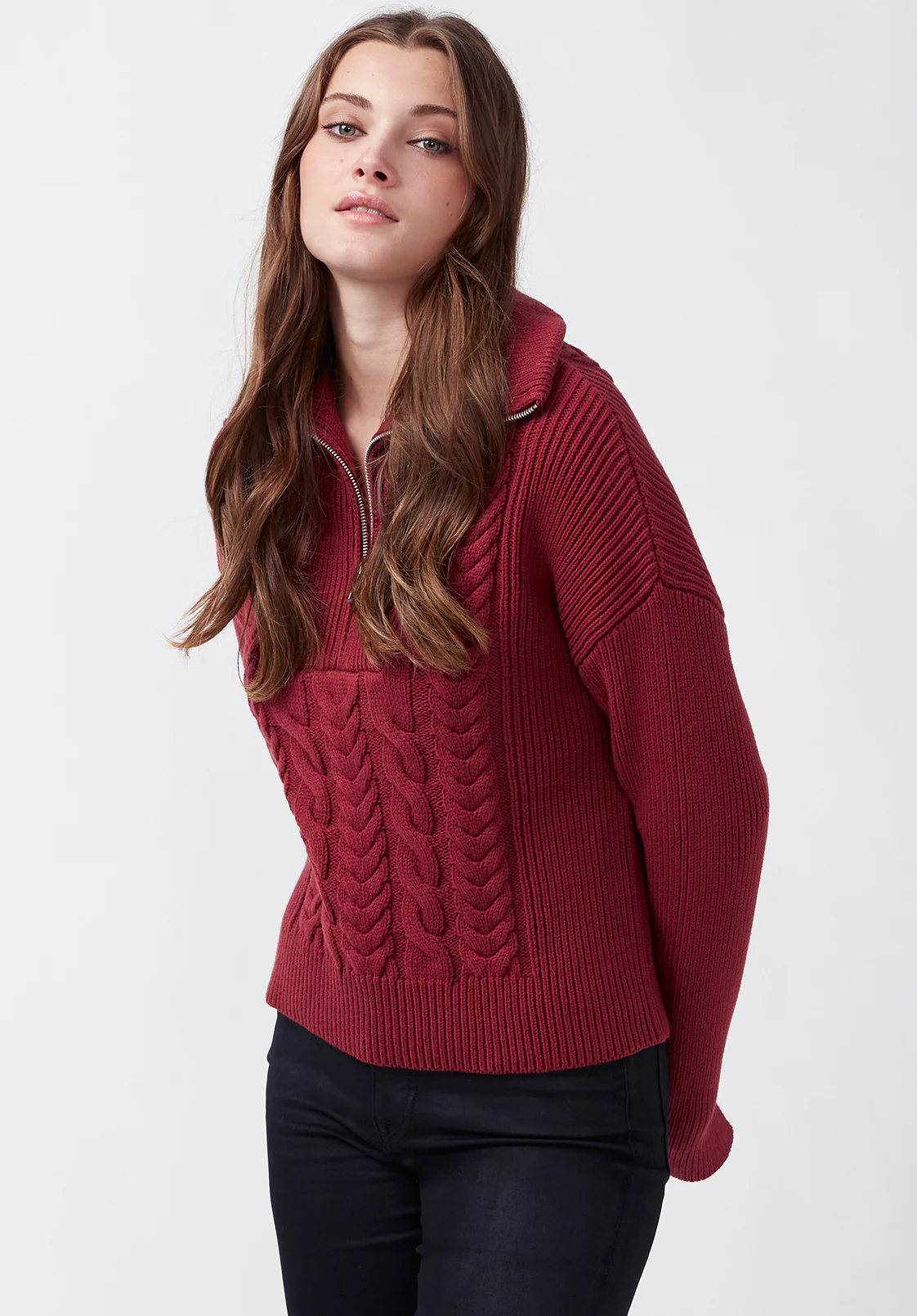 Sorella Women's Long Sleeve Sweater in Dark Red - SW0032F - Image 3