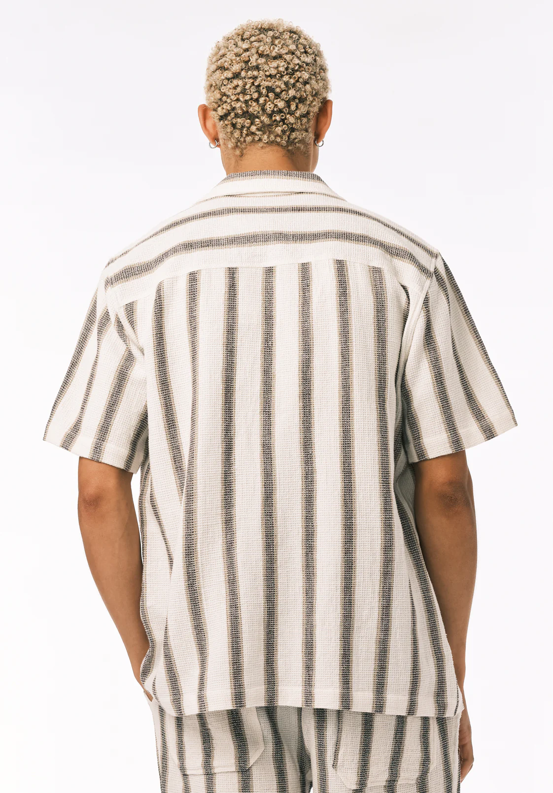 Soriel Men’s Short Sleeve Striped Shirt, Milk - BM24809 - Image 4