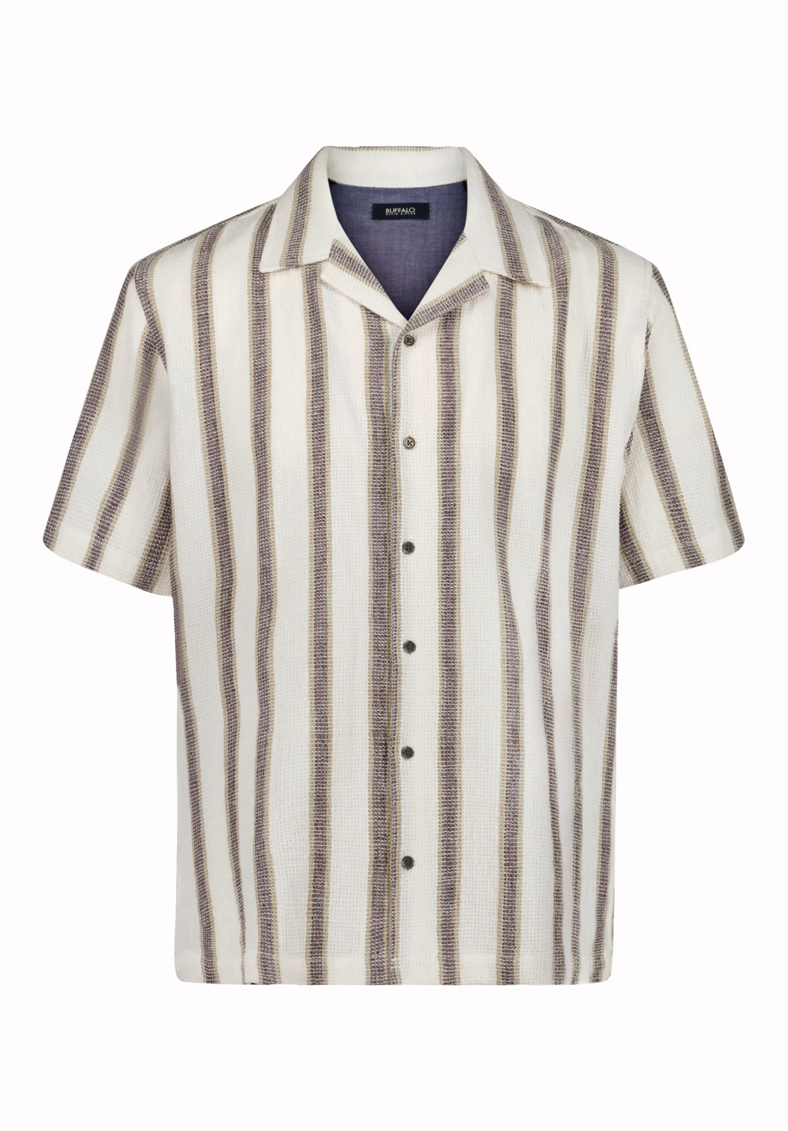 Soriel Men’s Short Sleeve Striped Shirt, Milk - BM24809 - Image 5