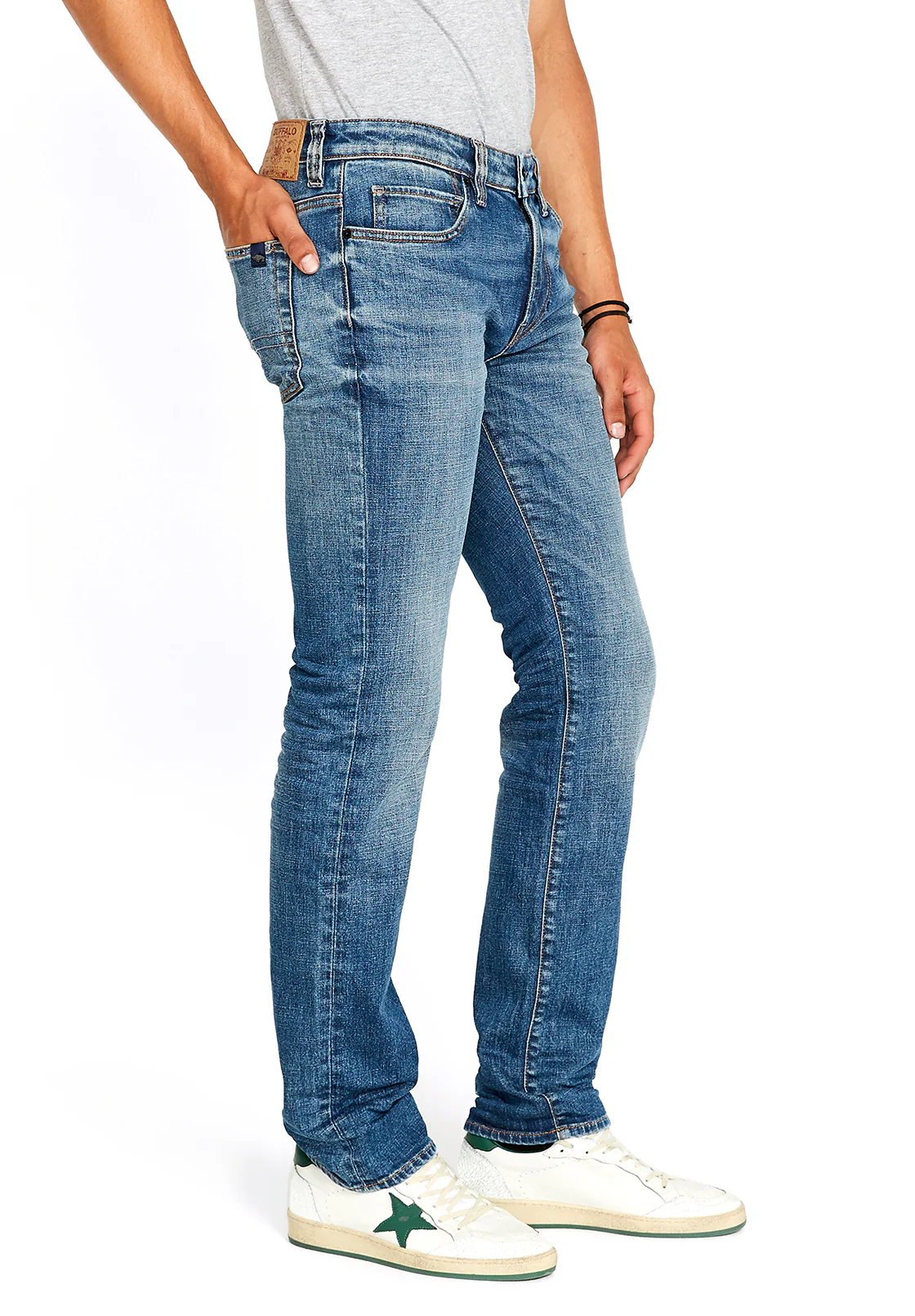 Straight Six Men's Jeans in Sanded Blue - BM22607 - Image 4