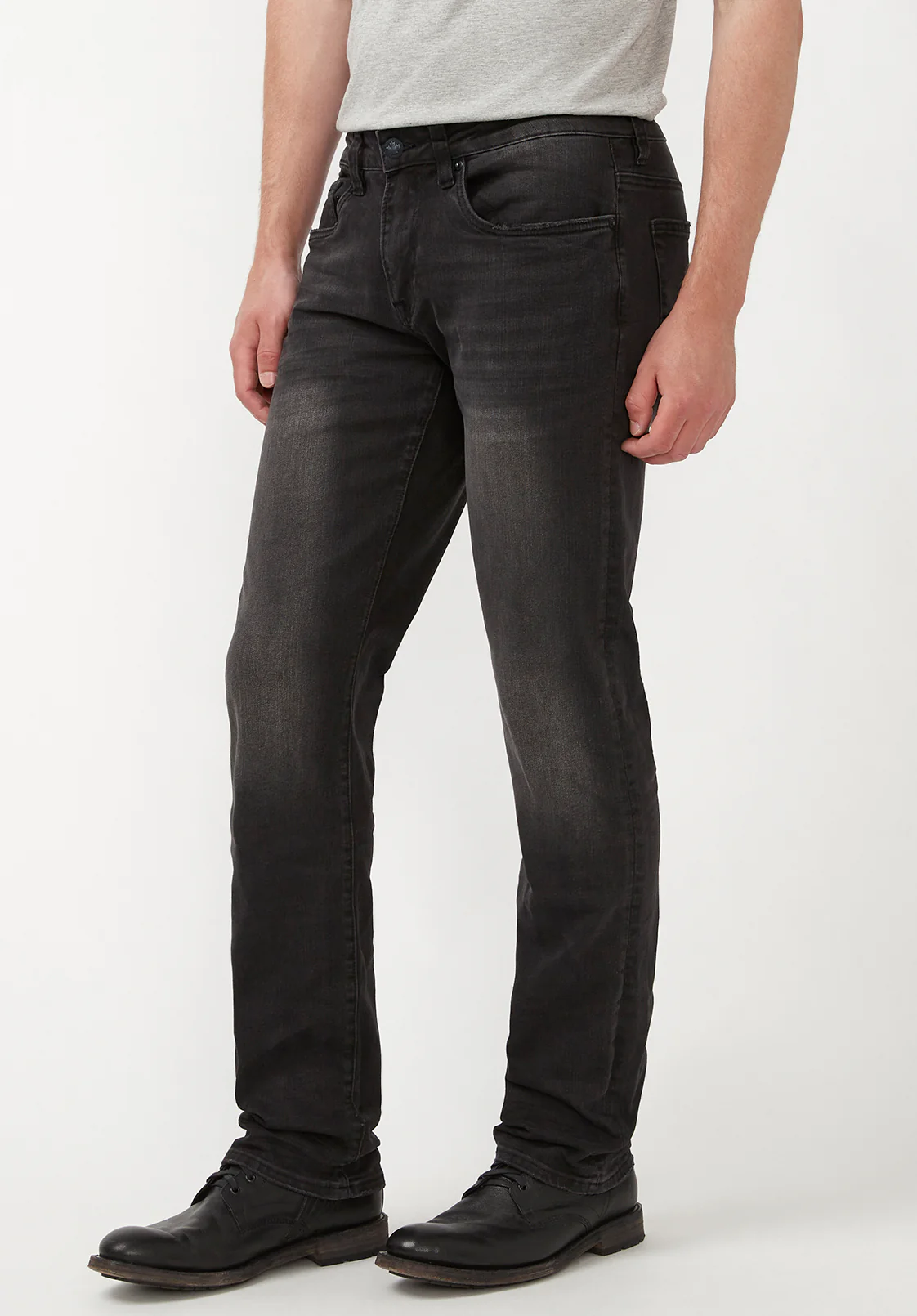 Straight Six Men's Jeans in Crinkled and Sanded Black - BM22614 - Image 4