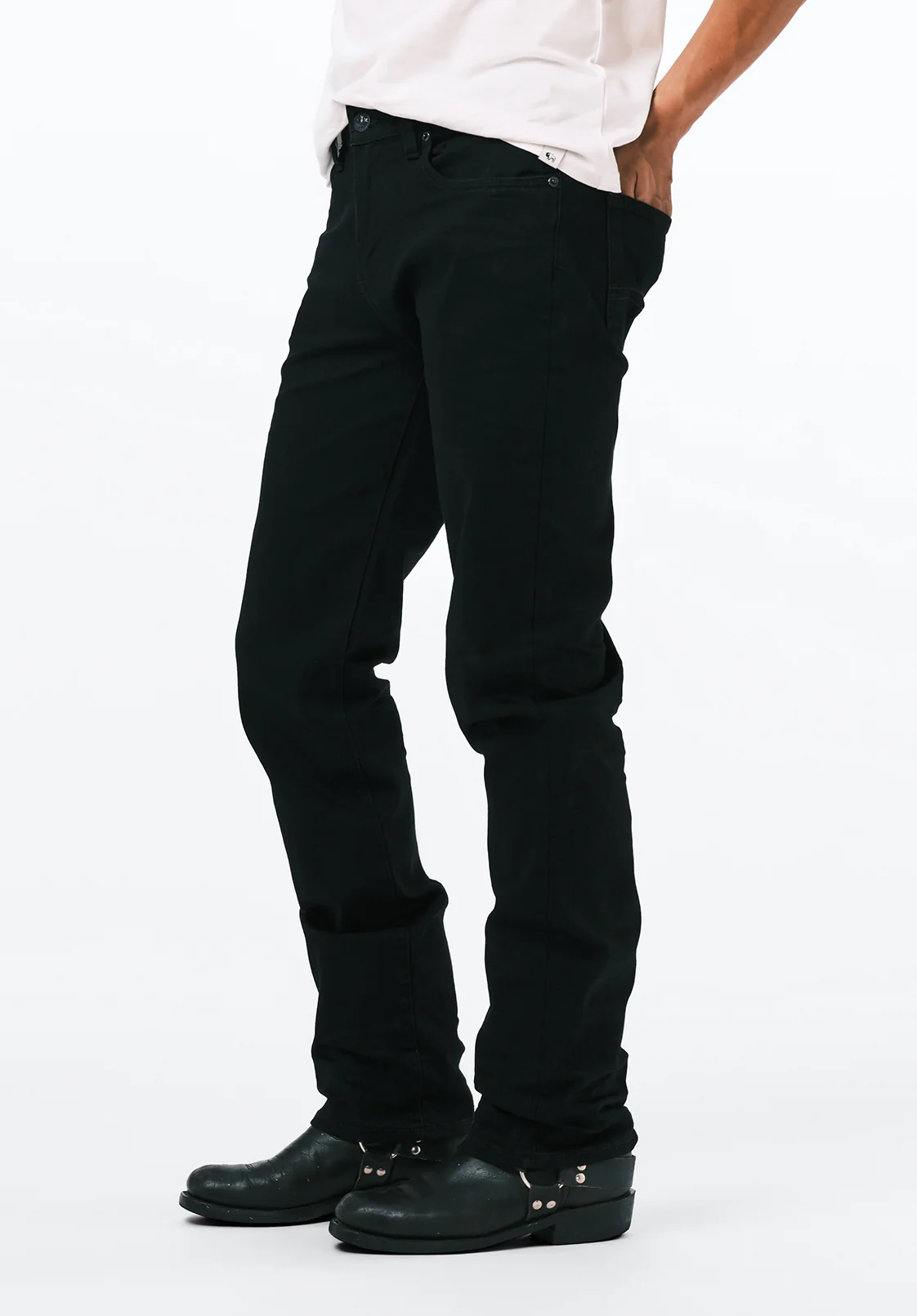 Straight Six Men's Jeans in Crinkled Black - BM22632 - Image 3