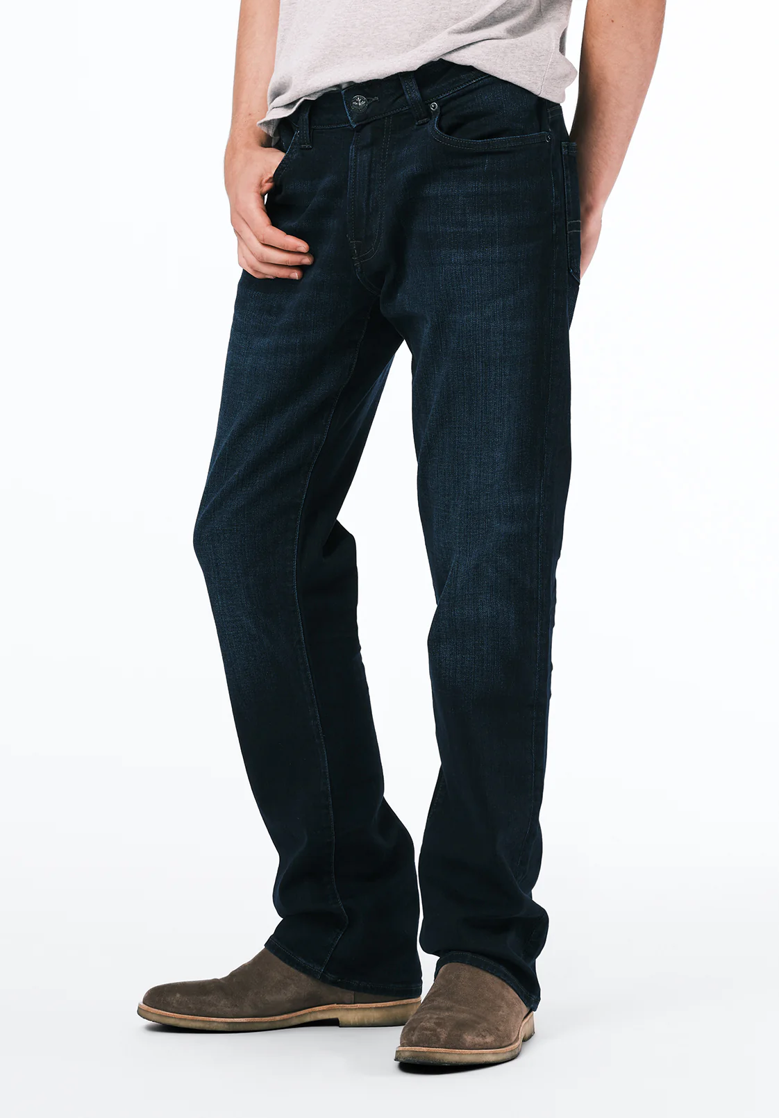 Slim Boot King Men's Jeans in Whiskered and Sanded Dark Blue - BM22675 - Image 3