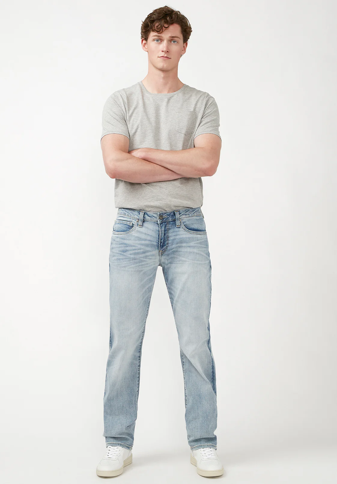 Straight Six Men's Jeans in Crinkled Light Blue - BM22762 - Image 5