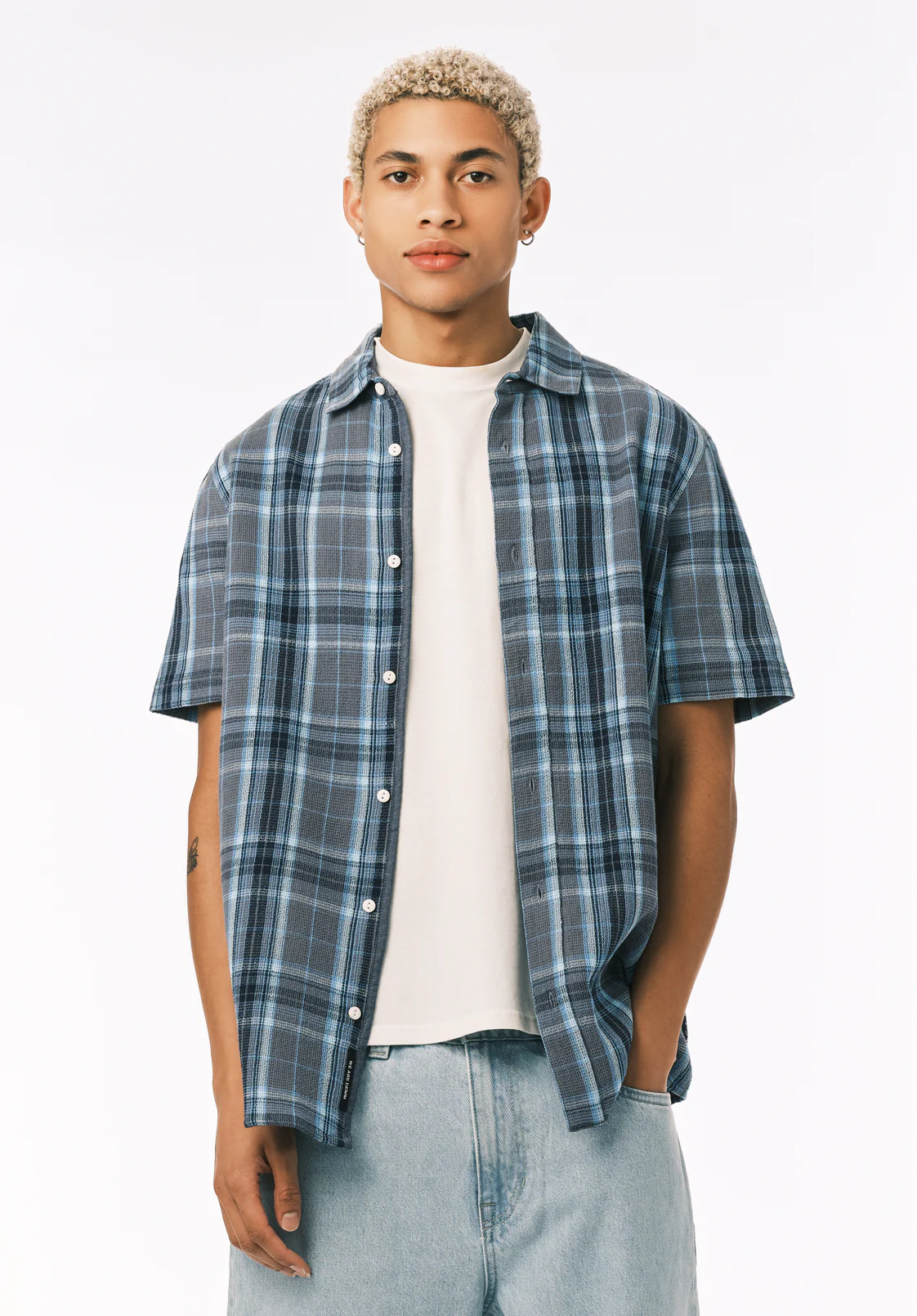Sulian Men’s Short Sleeve Plaid Shirt, Mirage - BM24791 - Image 2