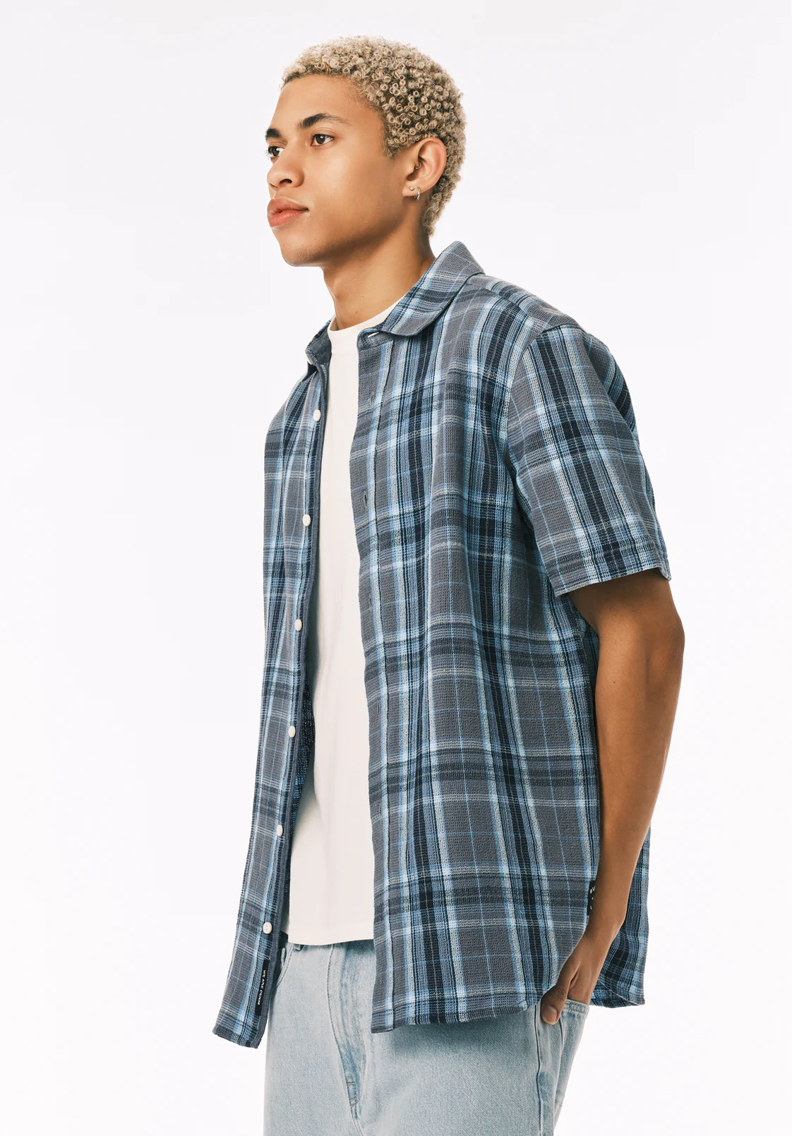Sulian Men’s Short Sleeve Plaid Shirt, Mirage - BM24791 - Image 3