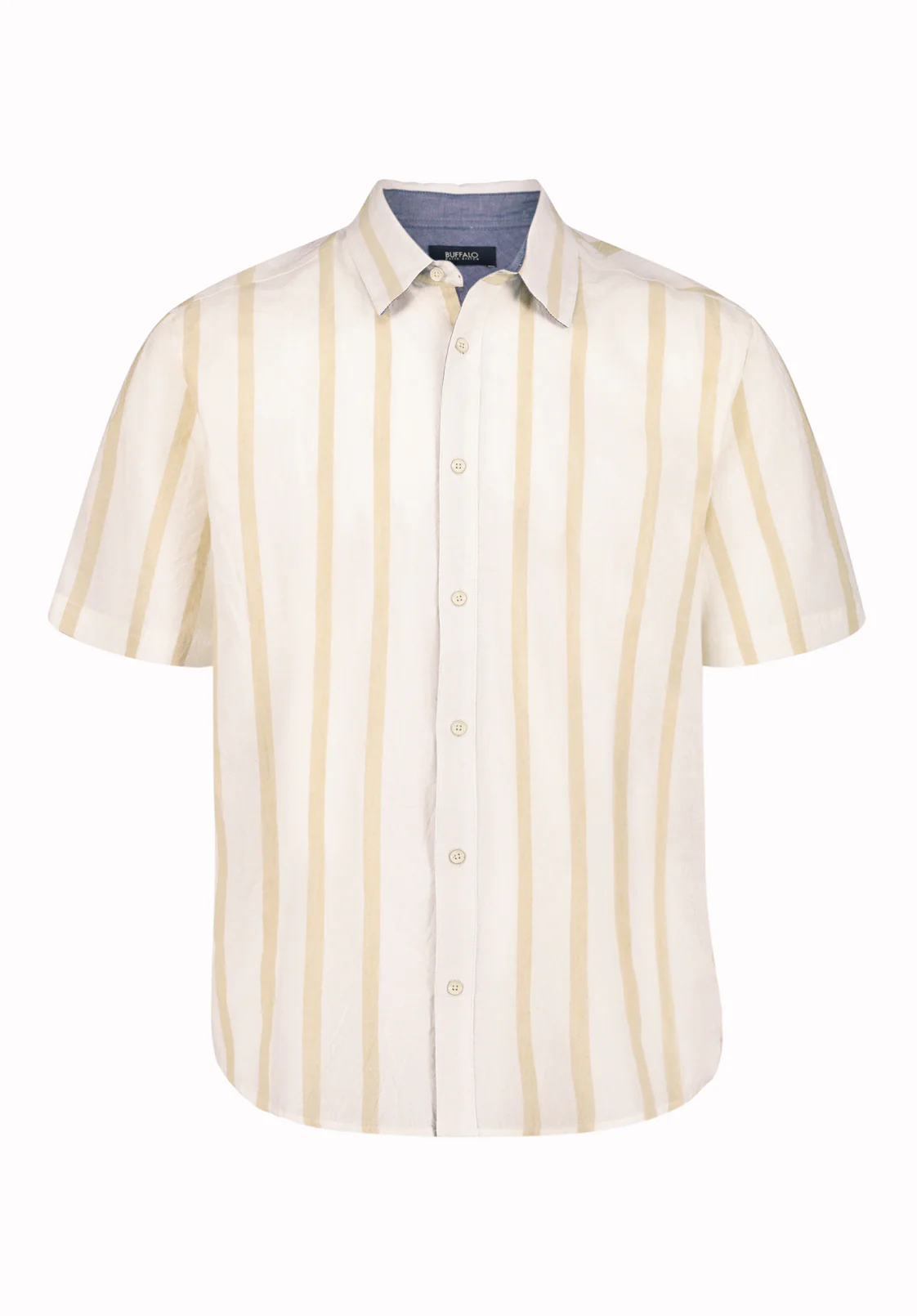 Sulian Men’s Short Sleeve Striped Shirt, Milk - BM24802 - Image 5