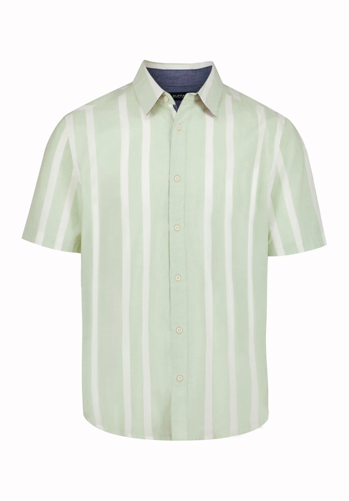 Sulian Men’s Short Sleeve Striped Shirt, Frosty Green - BM24802 - Image 5